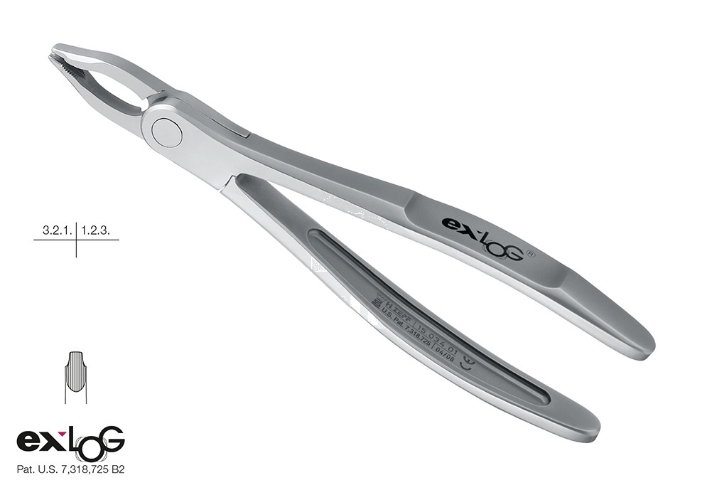 Upper Incisors and Cuspids Special Beaks for Deep&Parallel Grip Extracting Forceps – Exlog® Fig. 34a