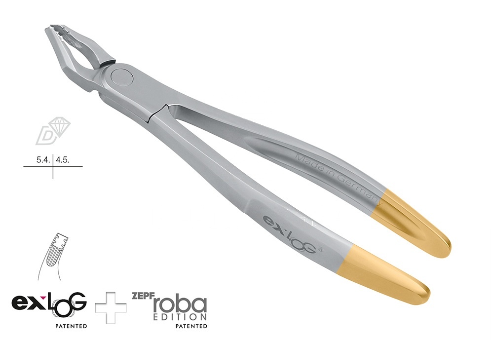 Roba-Edition by Dr. Beck Upper Premolars Extracting Forceps – Exlog® Fig.35m Modif. (Ref. 15.235.08D)