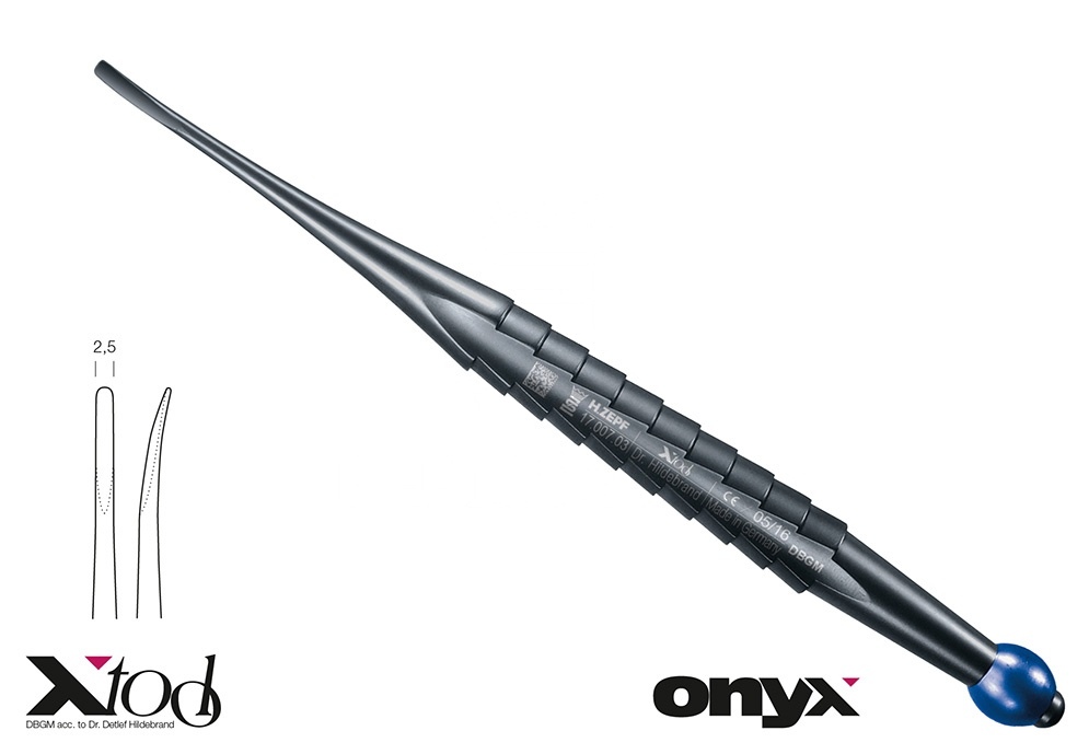 Onyx-Coating X-Luxa-Tool-3 Elevator – Curved 2.5mm With Blue Id.-Ball Root Elevator