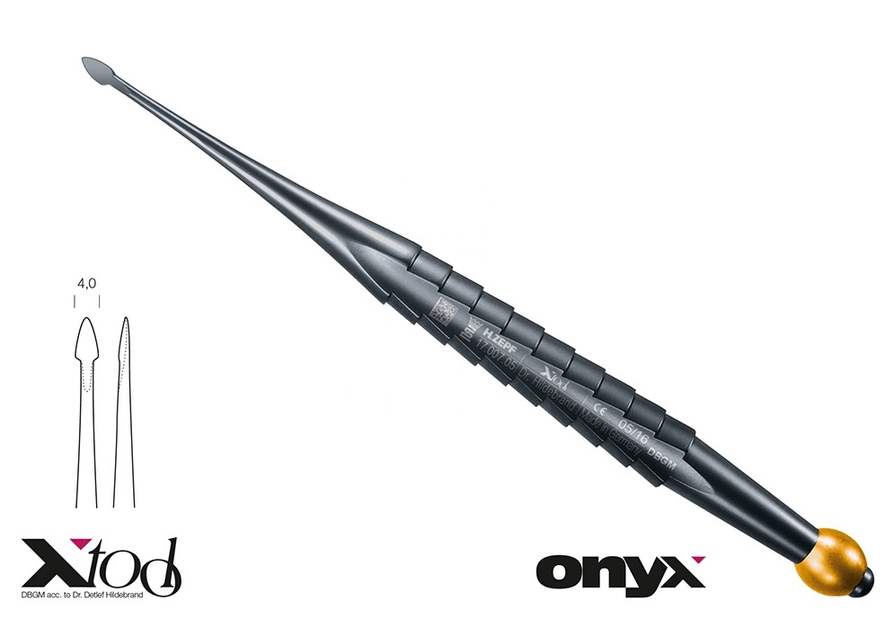 With Golden Id.-Ball Onyx Coating X-Desmo-Tool – Root-Elevator 4.0mm