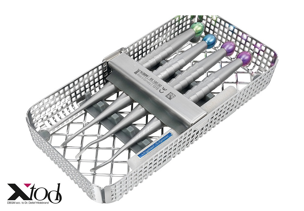 Approximal Elevator Kit Small Consisting of 4 Approximal Elevators and Arkansas Sharpening Stone In A X-Tool