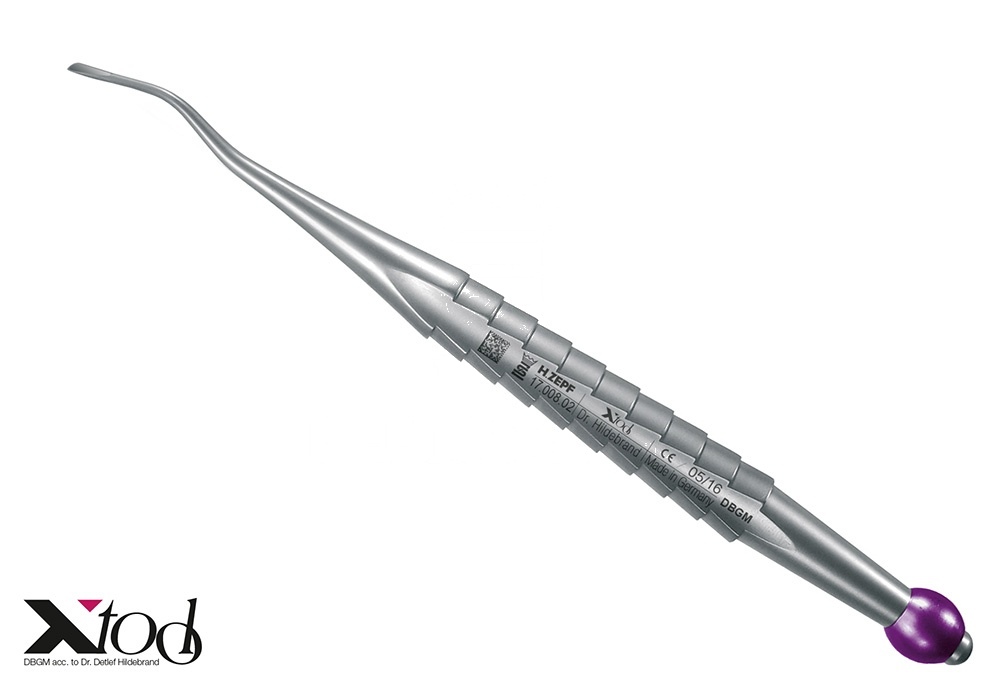 X-Tool Approximal Root Elevator – Mesial Fig. 77rs, 2.5mm – Lindo Levien Serratio Colour Coding: Purple