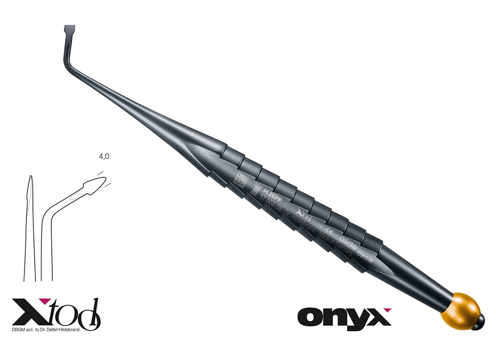 Syndesmotome Left-Bending F.Lingual/Buccal Luxation Zepf X-Tool Handle Yellow Code Onyx Root Elevator
