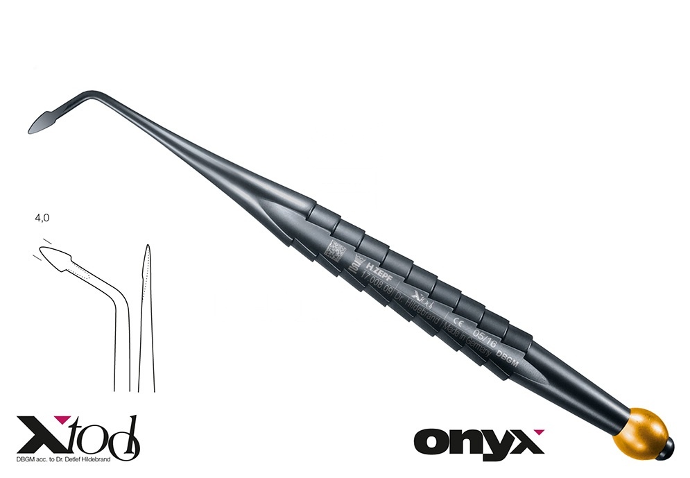 Syndesmotome Right-Bending F.Lingual/Buccal Luxation Zepf X-Tool Handle Yellow Code Onyx Root Elevator