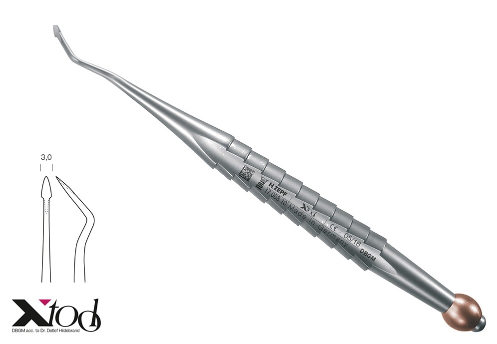 Approximal Desmotome Mesial Bending Zepf X-Tool Handle Brown Color Root Elevator – 3mm (Ref. 17.008.10)