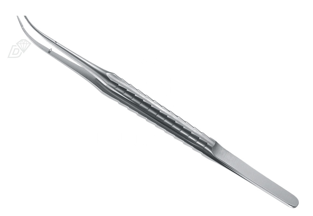 Micro-Tissue-Forceps 1×2 Teeth Zepf-Line With Guidance Pin Pliers Surgical – 17.5cm, Curved