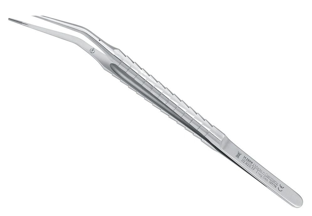 Long Tips for Retromolar Region Micro Tweezers Cooley Special 25° Curved