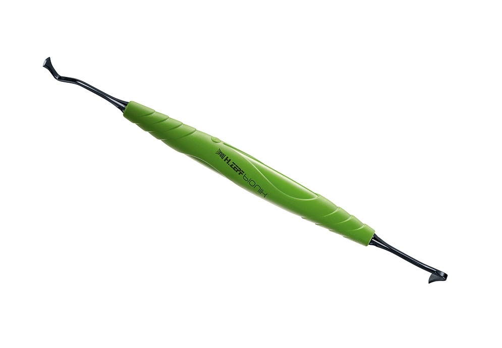 Dental Attin Compo Knife Fig. 2 Bionik Handle Nanopal Filling Plastic Yellow-Green Instrument