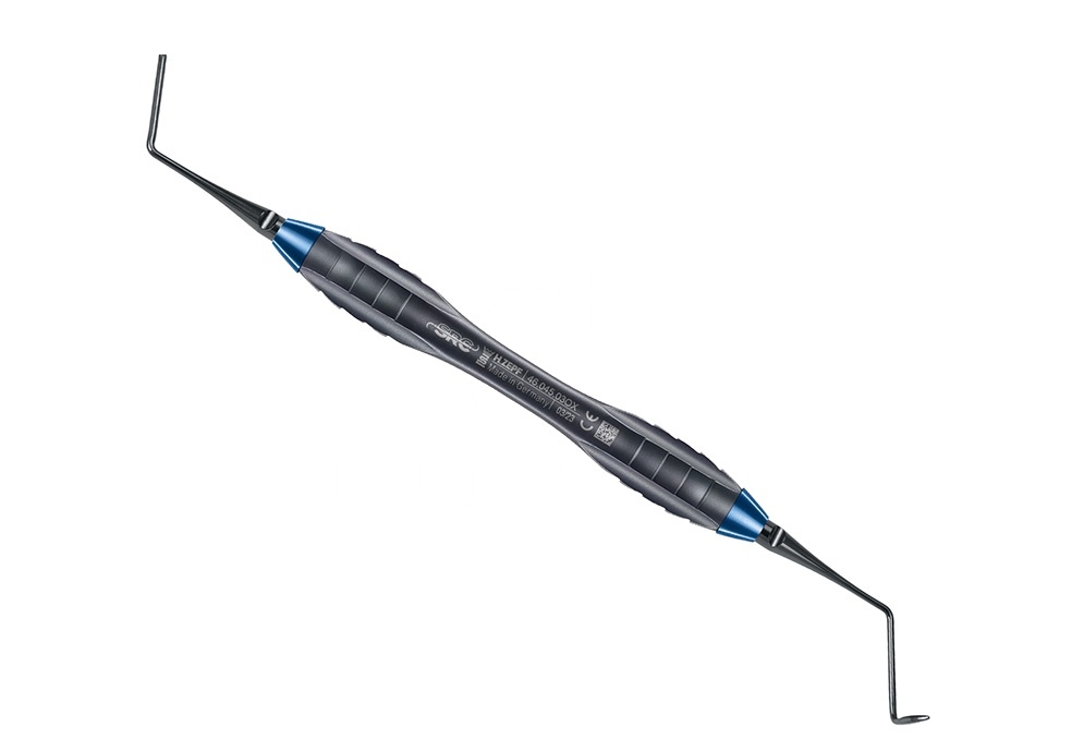 Exchangeable Tips Src Instrument Fig2 Long Curved Right Z-Shape Handle Blue Accord. Dr. Zeltner Nanopal Coating
