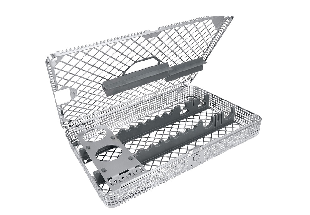 Washbasket With Lid 275x178x37mm – With Individual Silicone Instrument Supports for Immediate