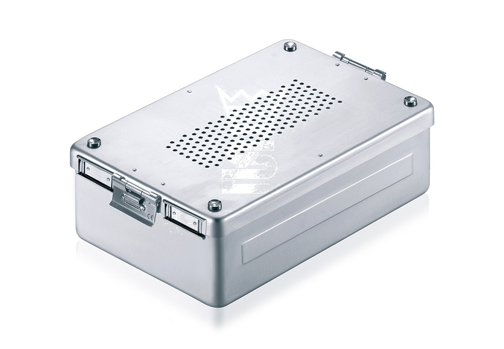 Sterilization Container Perforated Bottom and Cover Aluminium – Grey- 310x190x65 Mm