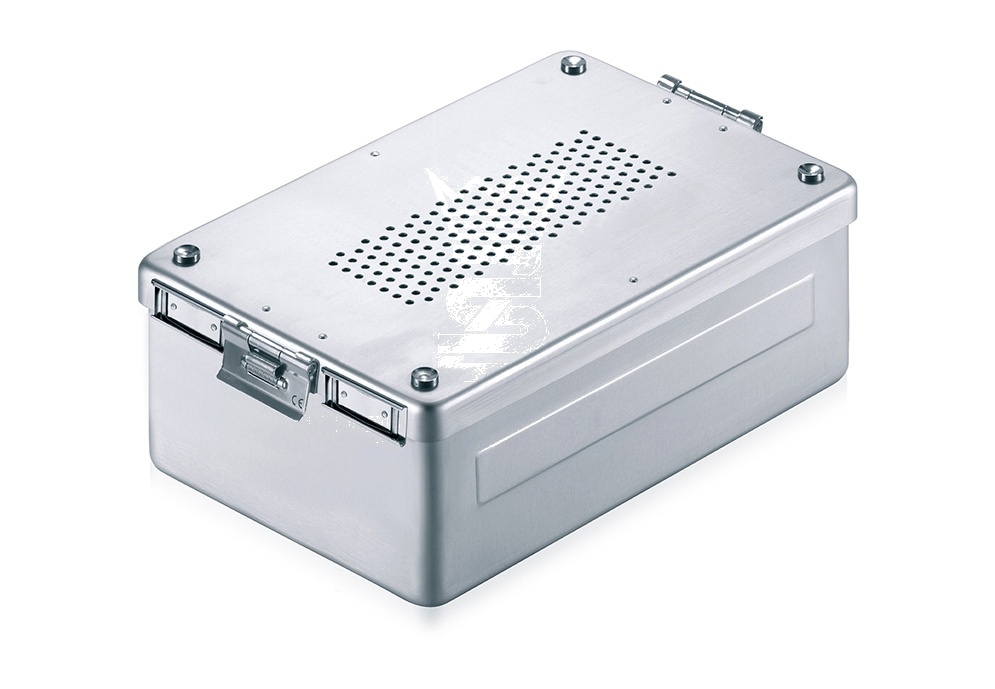 Sterilization Container Perforated Bottom and Cover Aluminium – Grey- 310x190x80 Mm